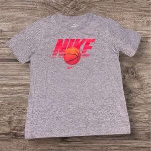 Nike Kids Gray T-Shirt with Pink Logo